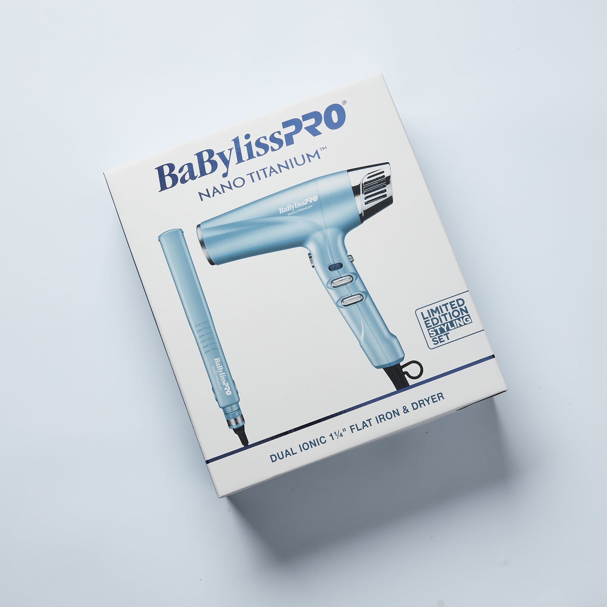 BaBylissPRO Nano Titanium Dual Iconic 1 Flat Iron Dryer Combo